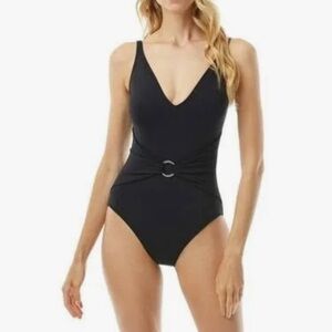 NWT Michael Kors one piece ribbed swimsuit in black
